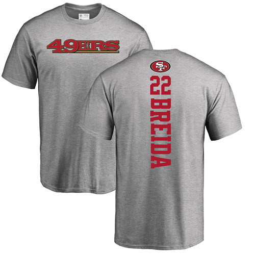 Men San Francisco 49ers Ash Matt Breida Backer #22 NFL T Shirt